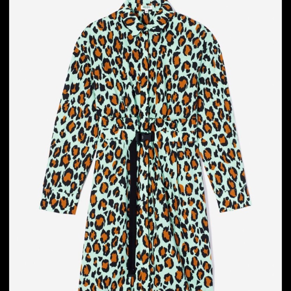 EUC Kenzo leopard print shirt dress